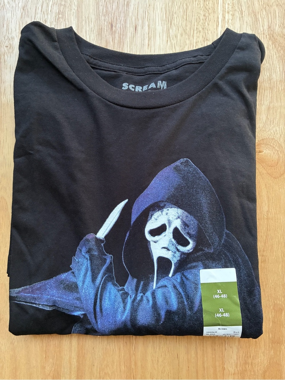 Scream Ghostface Graphic T-Shirt XL - "What's Your Favorite Scary Movie?" Black
